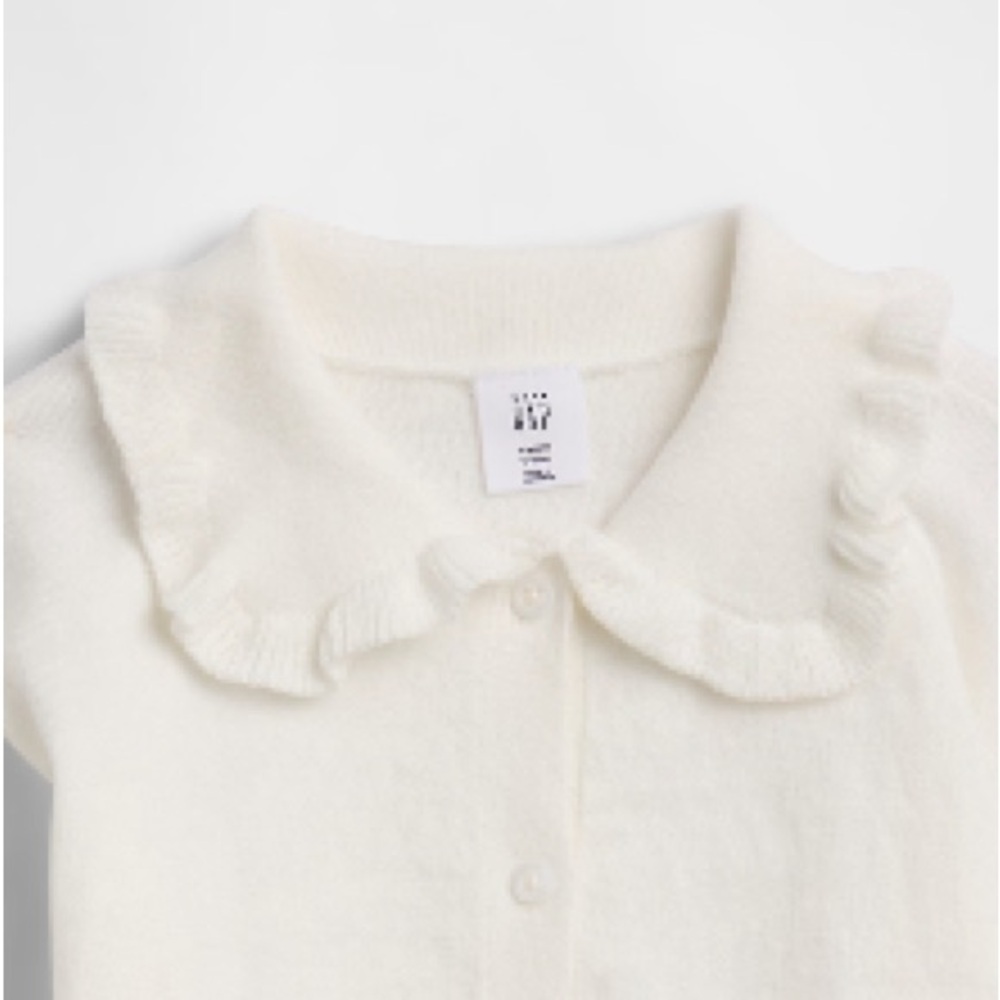 babyGap Cream Ruffle Collared Cardigan - Picture 2 of 2